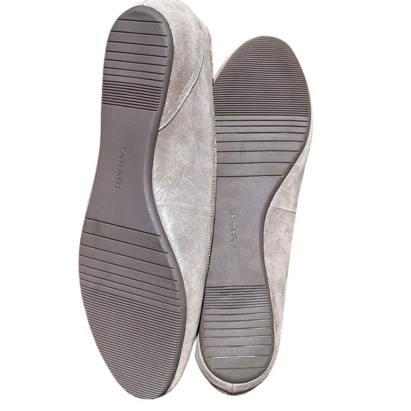 TAHARI SHOES SIZE 8M FLATS METALLIC PEWTER - Picture 7 of 9